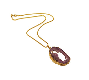 Karatgold Amethyst pendant with genuine diamond and high quality snake chain, made in Germany, Pforzheim
