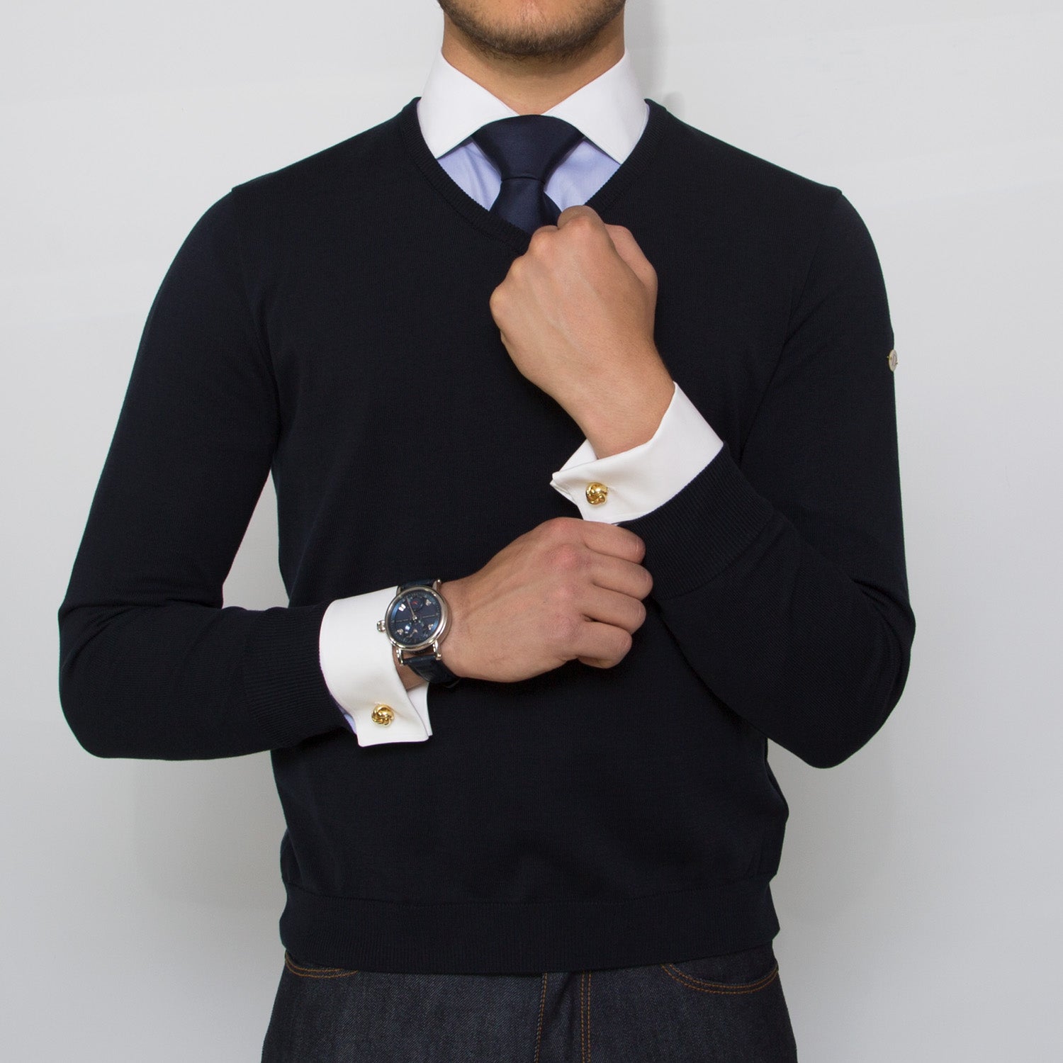 DARIO’S Couture Seven-Fold Tie Frankfurt in 100% Twillsilk in Darkblue