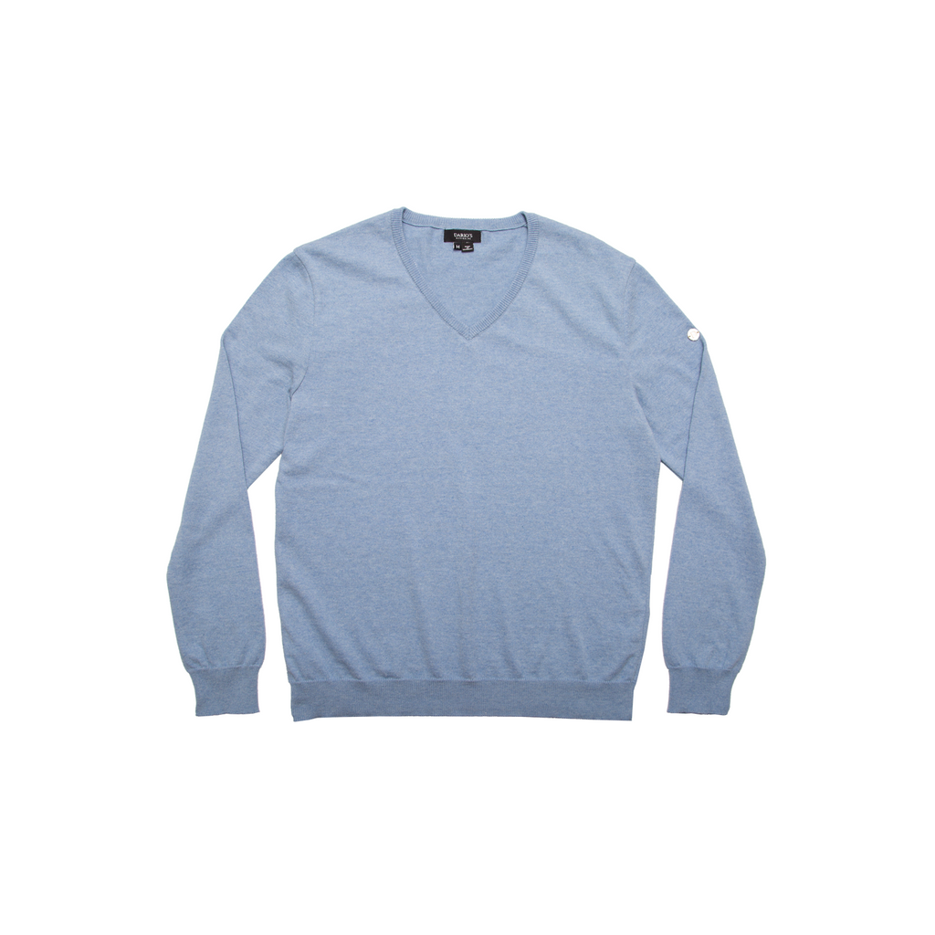DARIO’S Couture V-Neck Sweater Köln 100% African Cotton in Lightblue