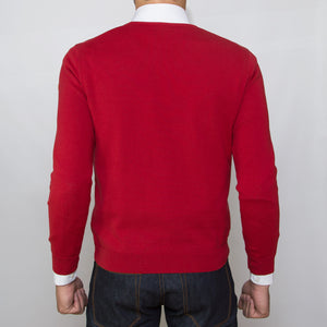 DARIO’S Couture V-Neck Sweater Köln 100% African Cotton in Red