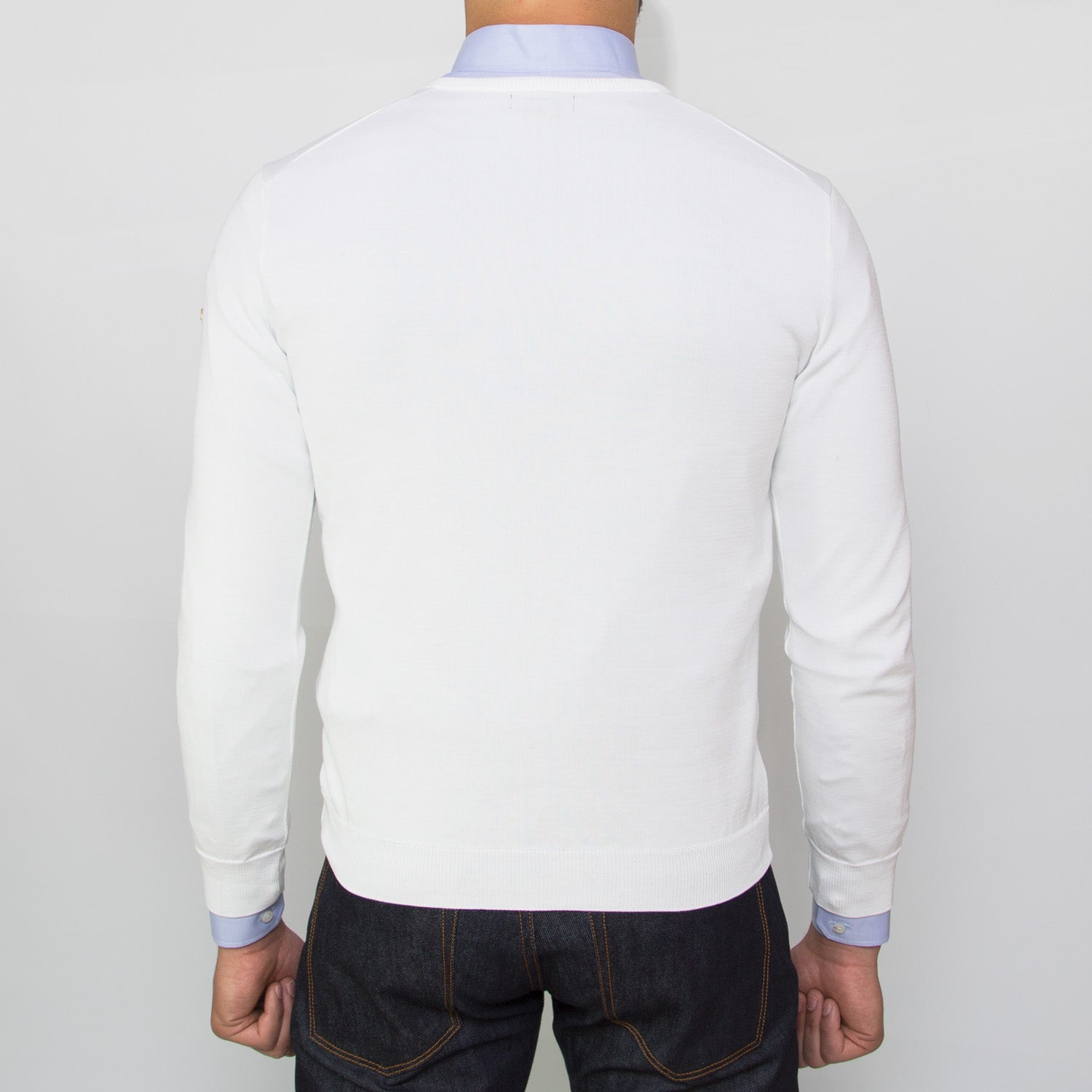 DARIO’S Couture V-Neck Sweater Buxtehude 100% Sea Island Cotton in White