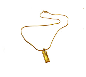 Karatgold Gold bar pendant with genuine diamond and high quality snake chain, made in Germany, Pforzheim