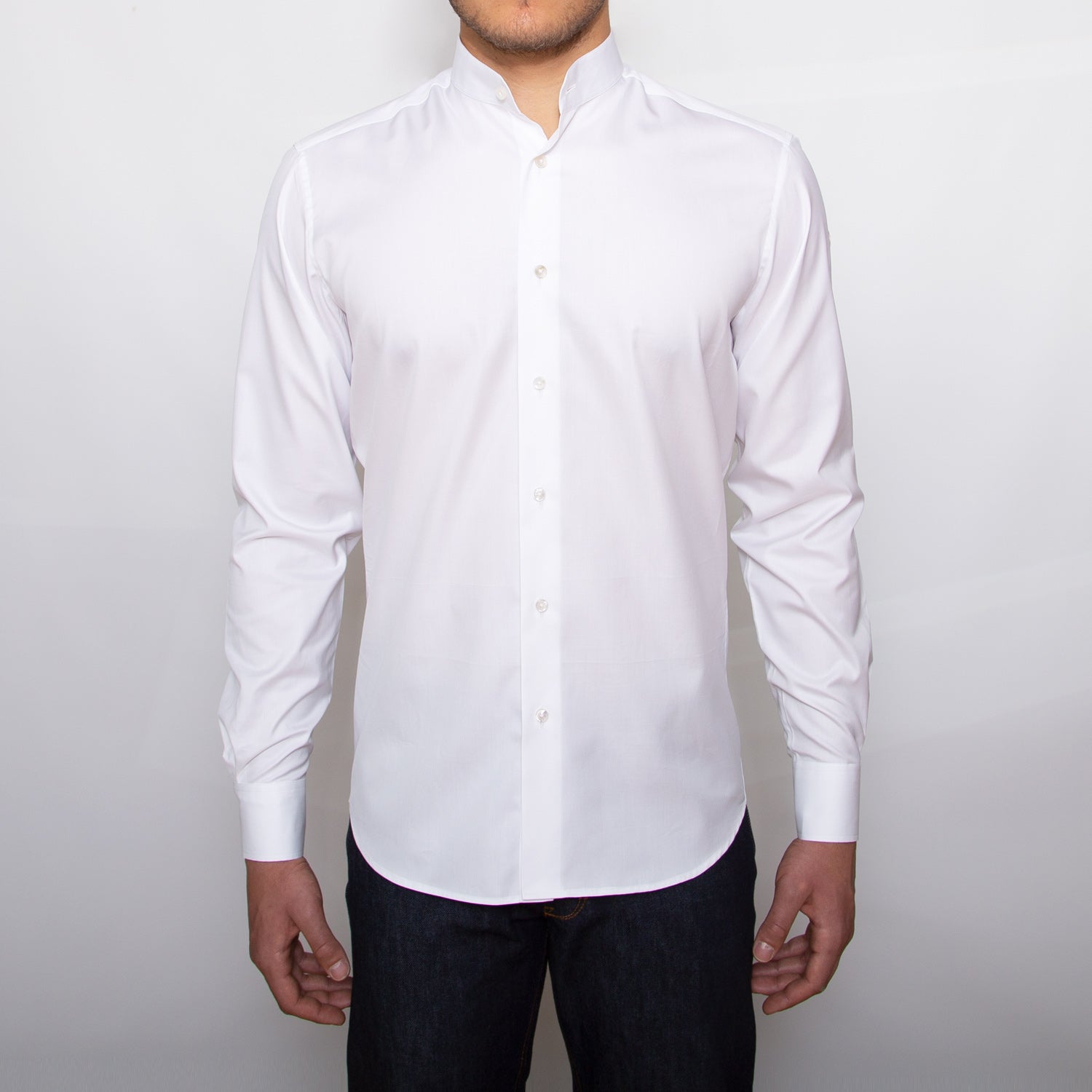 DARIO’S Couture Stand-up collar Men’s Shirt Hamburg in 140/2, White