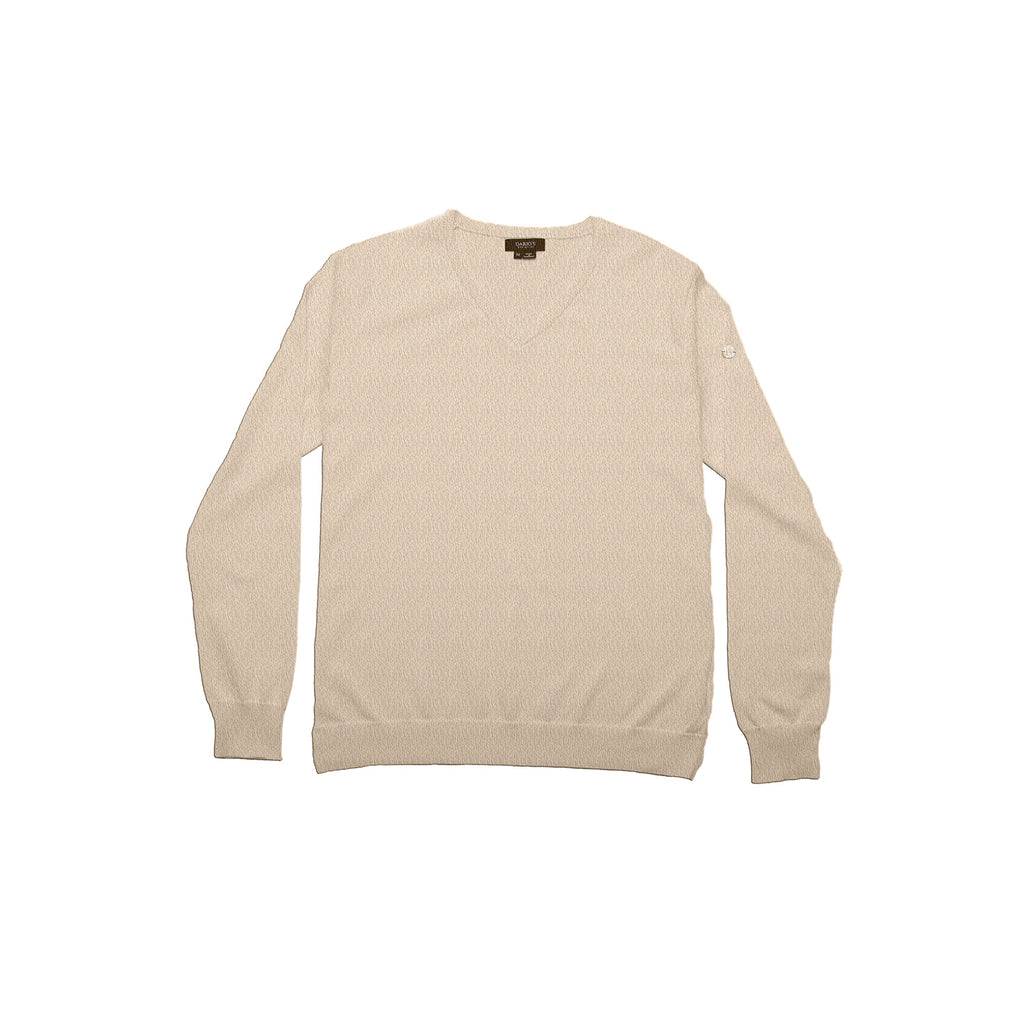 DARIO’S Couture V-Neck Sweater Augsburg 90% Sea Island and 10% Vicuña in White