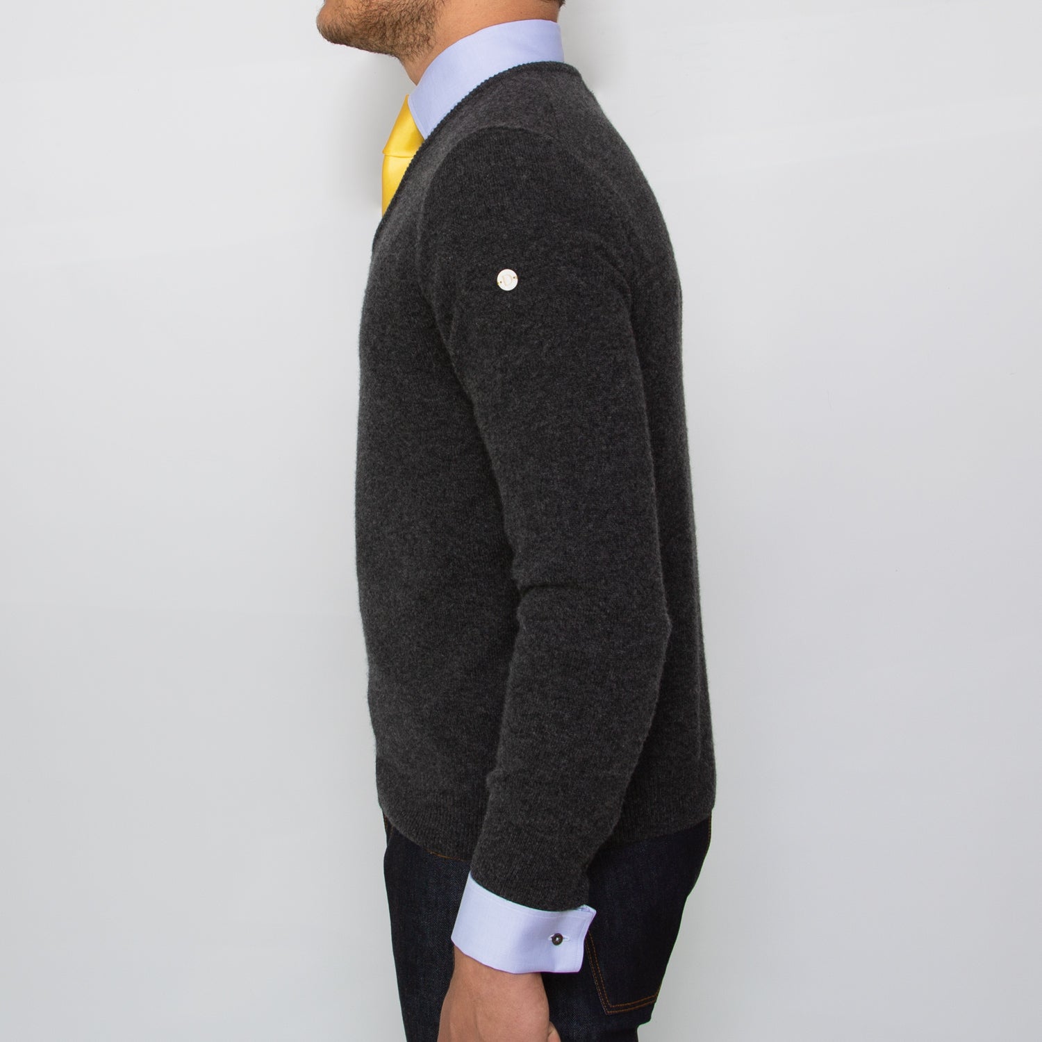 DARIO’S Couture V-Neck Sweater Köln 100% Cashmere in Darkgrey 