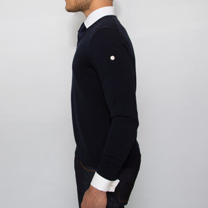 DARIO'S Couture V-Neck Pullover Buxtehude 100% Sea Island Cotton in Dunkelblau