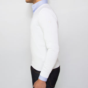 DARIO’S Couture V-Neck Sweater Buxtehude 100% Sea Island Cotton in White